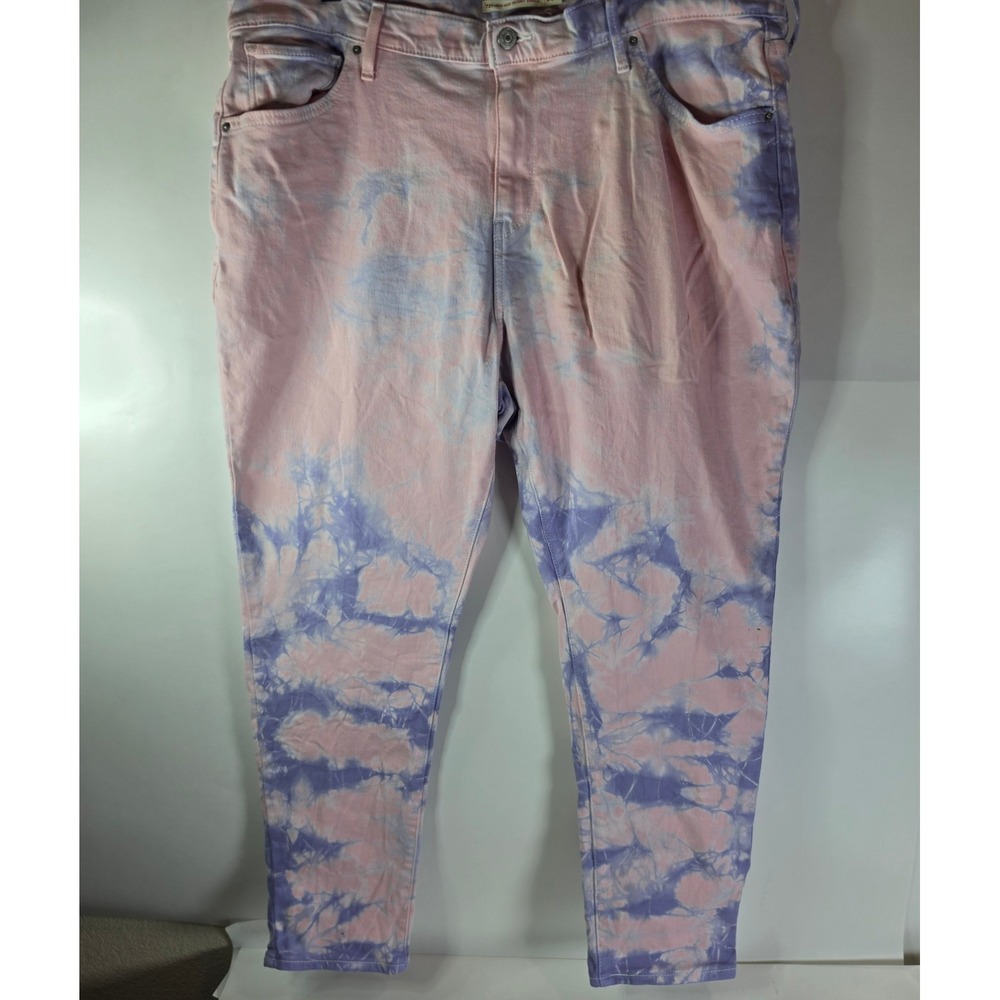Levi's 721 High Rise Skinny Ankle Jeans 20W Plus Size Pink Purple Tie Dye